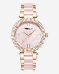 Two-Tone Classic Ceramic Pearl Bracelet Watch Pink / Rose Gold
