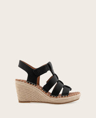 GENTLE SOULS - Capelin Leather Espadrille Wedge Black Leather
