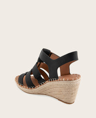 GENTLE SOULS - Capelin Leather Espadrille Wedge Black Leather