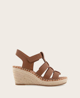 GENTLE SOULS - Capelin Leather Espadrille Wedge Luggage Leather