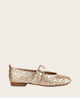 GENTLE SOULS - Karla Perforated Metallic Mary Jane Gold Perf Leather