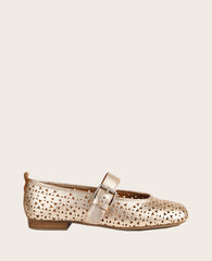 GENTLE SOULS - Karla Perforated Metallic Mary Jane Gold Perf Leather