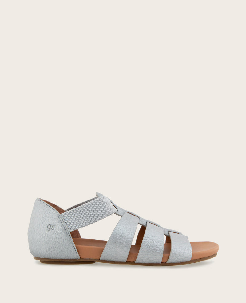 GENTLE SOULS - Lennon Metallic Fisherman Sandal Matte Silver Leather