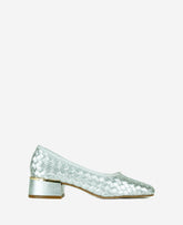 Birdie Woven Metallic Leather Pump Silver Woven Leather