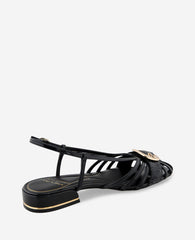 Farrah Patent Caged In Buckle Sandal Black Patent