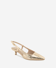 Martha Metallic Croco Slingback Kitten Heel Soft Gold