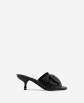 Valentina Leather Kitten Heel Slide Sandal Black Leather