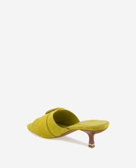 Valentina Suede Kitten Heel Slide Sandal Chartreuse Suede