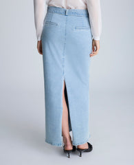 Fly Front Belted Maxi Skirt Nu Wash