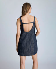 Open Back Strap Shift Dress Dark Navy Multi