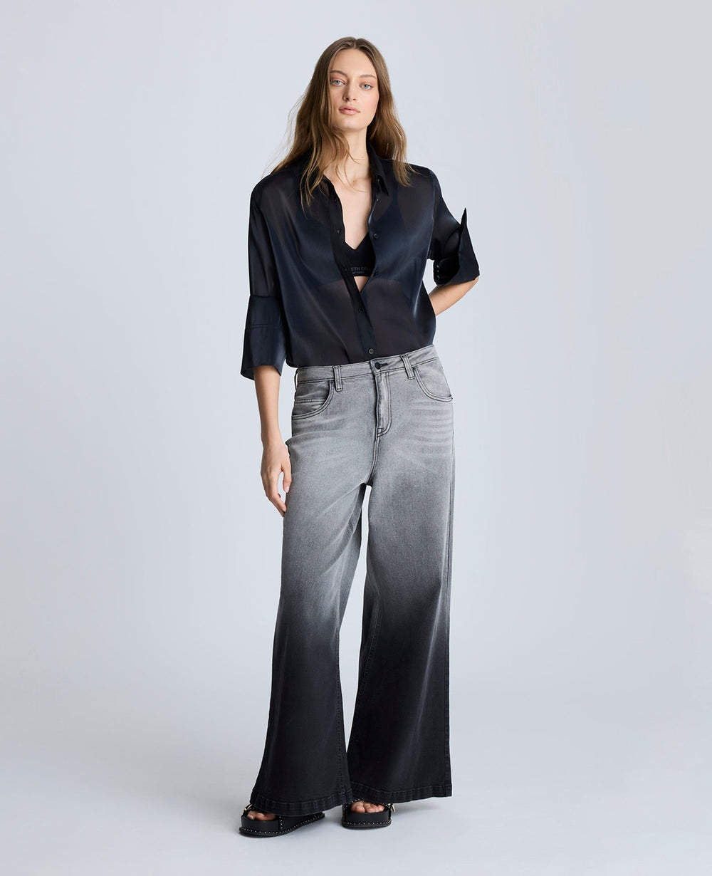 Gradient Dye Wide Leg Denim Jean Gradient Nik Wash