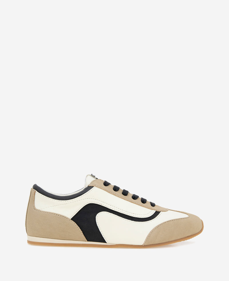 Alma Leather Sneaker Cream/Black Leather