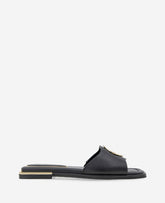 Asher Leather Metal Ring Sandal Black Leather