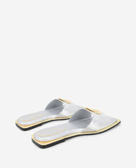 Asher Metallic Metal Ring Sandal Silver Leather