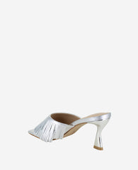 Darby Metallic Fringe Heel Silver Leather