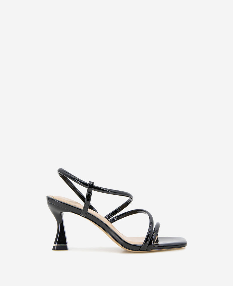 Dreama Patent Strappy Heel Sandal Black Patent