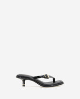 Gillie Embossed Croco Kitten Heel Buckle Sandal Black Croco