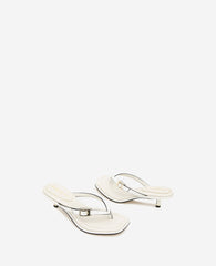 Gillie Embossed Croco Kitten Heel Buckle Sandal Cream Croco