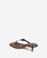 Gillie Leopard Print Kitten Heel Buckle Sandal Leopard Fabric