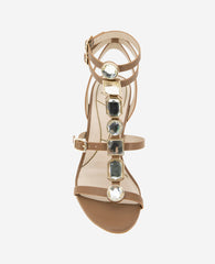 Lilath Jewel Leather Strap Heel Brown