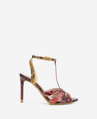 Liona Multi Color Snake Print Heel Multi Postal Snake