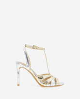 Liona Metallic Embossed Snake Heel Silver/Gold Metallic