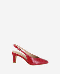 Meilani Embossed Croco Point Toe Slingback Cherry Croco