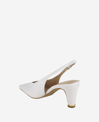 Meilani Patent Point Toe Slingback Ecru Patent