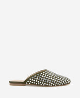 Saddie Studded Rhinestone Mule Olive