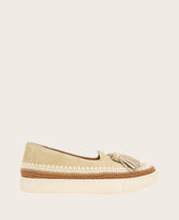 GENTLE SOULS - Citrus Tassel Suede Platform Slip On Stone Suede