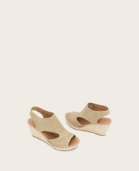 GENTLE SOULS - Cody Metallic Suede Espadrille Wedge Metallic Beige Suede