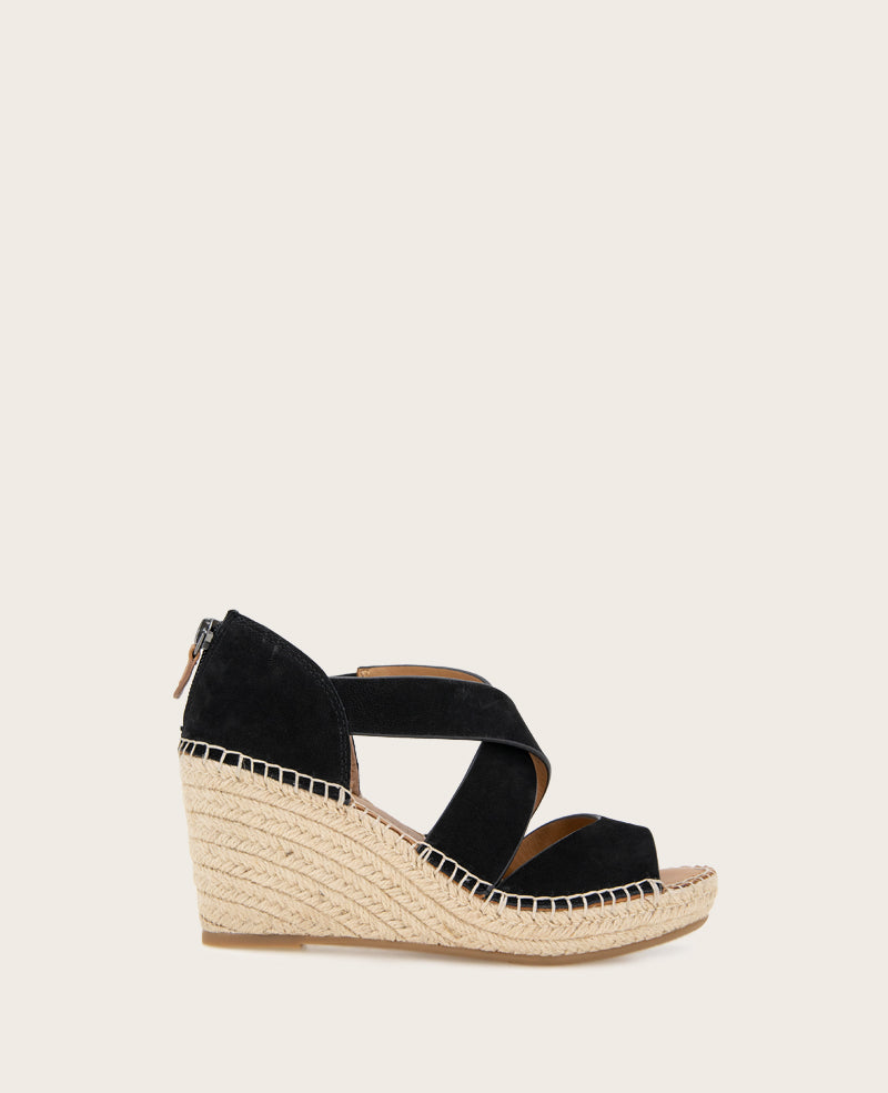 GENTLE SOULS - Corinne Nubuck Espadrille Wedge Black Nubuck