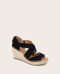 GENTLE SOULS - Corinne Nubuck Espadrille Wedge Black Nubuck