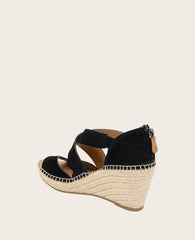 GENTLE SOULS - Corinne Nubuck Espadrille Wedge Black Nubuck