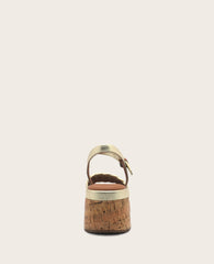 GENTLE SOULS - Dorris Woven Leather Cork Platform Sandal Platino Leather