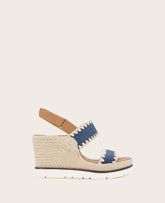 GENTLE SOULS - Evora Textile Espadrille Wedge Navy Textile