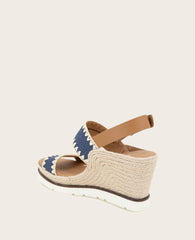 GENTLE SOULS - Evora Textile Espadrille Wedge Navy Textile