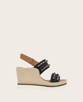 GENTLE SOULS - Evora 2 Leather Espadrille Wedge Black Leather