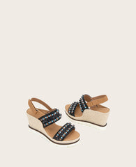 GENTLE SOULS - Evora 2 Leather Espadrille Wedge Black Leather