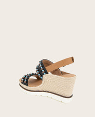 GENTLE SOULS - Evora 2 Leather Espadrille Wedge Black Leather