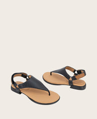 GENTLE SOULS - Holly Leather Ankle Strap Thong Black Leather