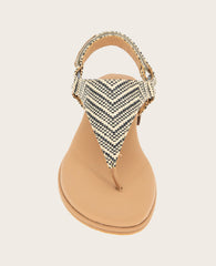 GENTLE SOULS - Holly Raffia Ankle Strap Thong Black/Tan Raffia
