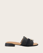 GENTLE SOULS - Hudson Raffia Slip On Sandal Black Raffia