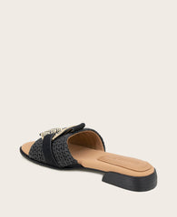 GENTLE SOULS - Hudson Raffia Slip On Sandal Black Raffia
