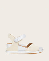 GENTLE SOULS - Jalleen Metallic Combo Ankle Strap Wedge Stone Nubuck