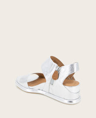 GENTLE SOULS - Jolisa Metallic Woven Detail Wedge Silver Leather