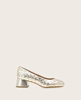 GENTLE SOULS - Lancine Metallic Woven Heel Soft Gold Leather