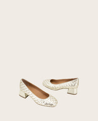 GENTLE SOULS - Lancine Metallic Woven Heel Soft Gold Leather