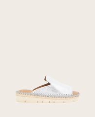 GENTLE SOULS - Leilani Metallic Platform Slip On Sandal Silver Leather