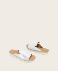 GENTLE SOULS - Leilani Metallic Platform Slip On Sandal Silver Leather